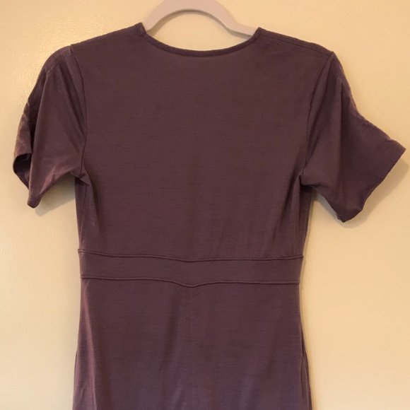 Ibex 100% Merino Wool Purple Wrap Dress with Pockets Size Small - Picture 4 of 8